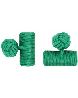 Green Silk Barrel Knot Cufflinks 