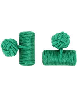 Green Silk Barrel Knot Cufflinks