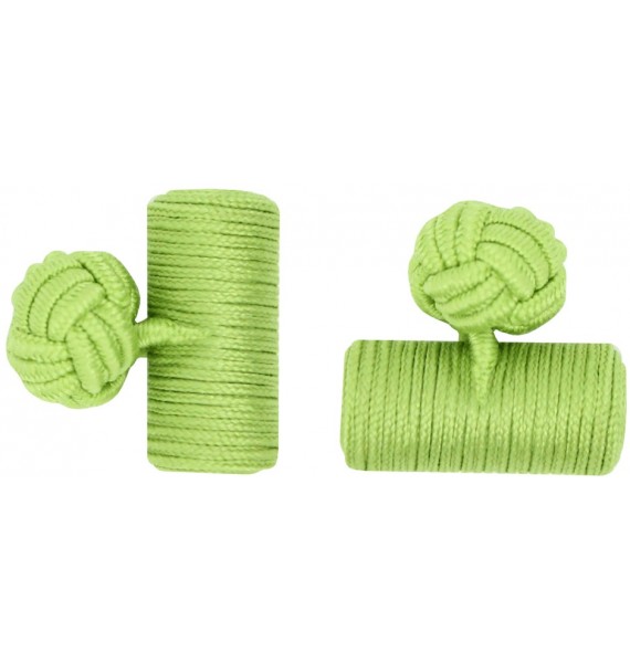 Pistachio Green Silk Barrel Knot Cufflinks 
