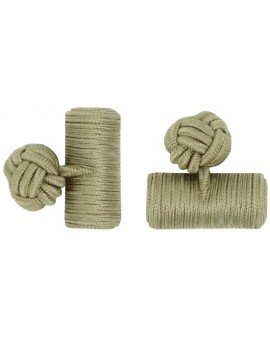 Ochre Silk Barrel Knot Cufflinks 