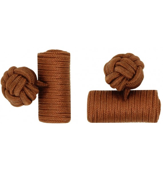 Brown Silk Barrel Knot Cufflinks 