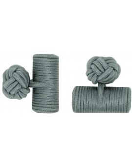Grey Silk Barrel Knot Cufflinks 