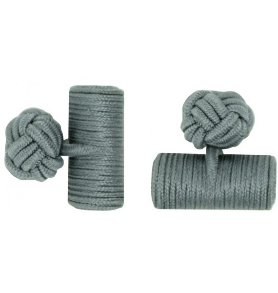 Grey Silk Barrel Knot Cufflinks 