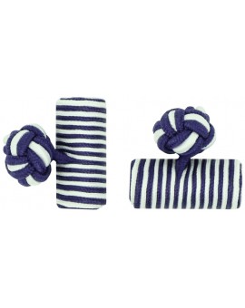 Purple and White Silk Barrel Knot Cufflinks 