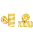 Dark Yellow and White Silk Barrel Knot Cufflinks
