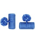Cobalt Blue and Light Blue Silk Barrel Knot Cufflinks