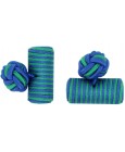 Cobalt Blue and Green Silk Barrel Knot Cufflinks