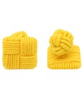 Dark Yellow Silk Square Knot Cufflinks 