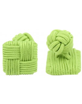 Pistachio Green Silk Square Knot Cufflinks 