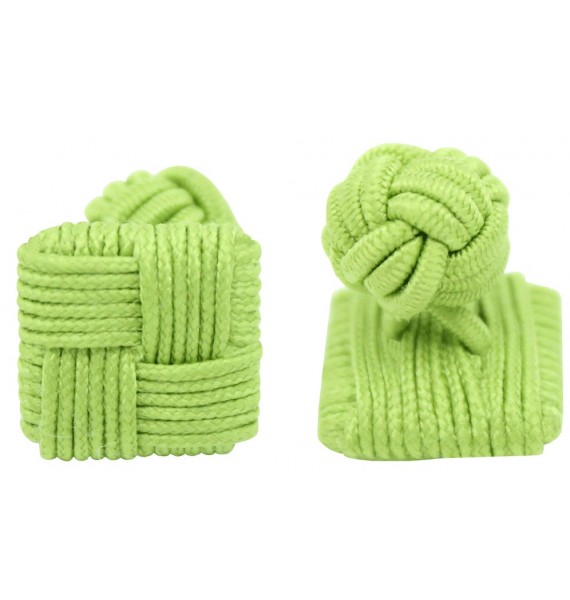 Pistachio Green Silk Square Knot Cufflinks   