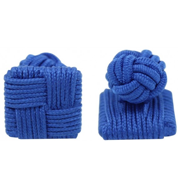 Blue Silk Square Knot Cufflinks 