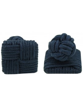 Navy Blue Silk Square Knot Cufflinks 