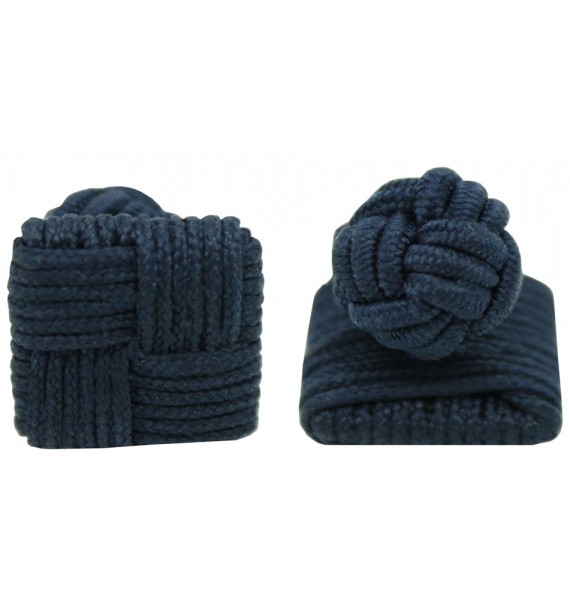 Navy Blue Silk Square Knot Cufflinks 