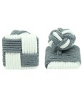 Grey and White Silk Square Knot Cufflinks 