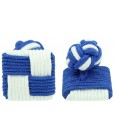 Blue and White Silk Square Knot Cufflinks 