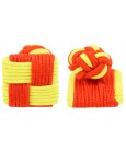 Red and Yellow Silk Square Knot Cufflinks 