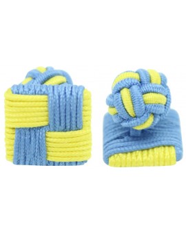 Gemelos Cuadrado Elástico Azul Claro y Amarillo