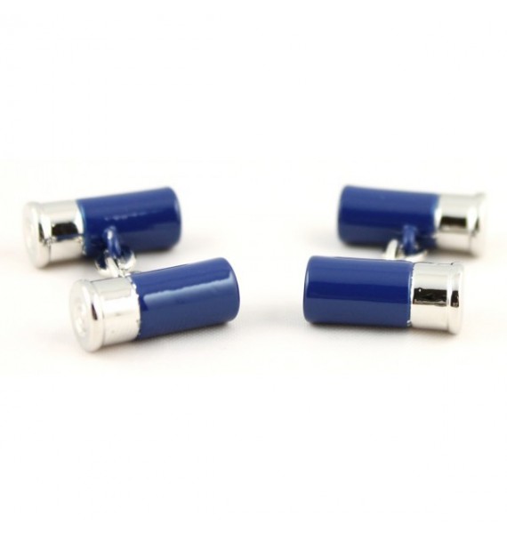 Blue Double Gun Cartridge Cufflinks 