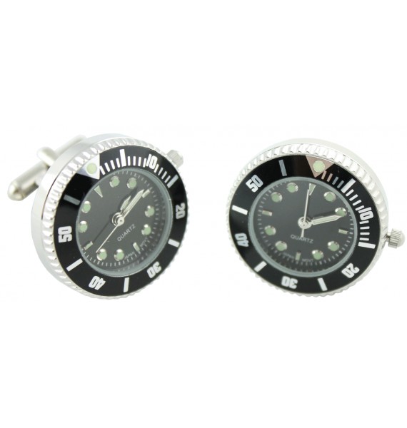 Black Sports Watch Cufflinks 