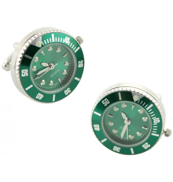 Gemelos para camisa reloj automático verde