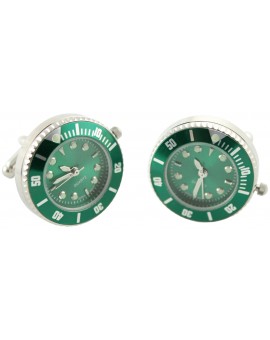 Gemelos para camisa reloj automático verde 2