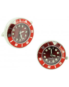 Shirt cufflinks with red sport watch and red steel bezel - Iron Man style