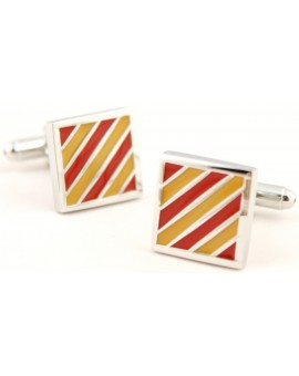 Red and Yellow Square Cufflinks 