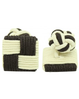 Gemelos Cuadrado Elástico Marrón Oscuro y Blanco