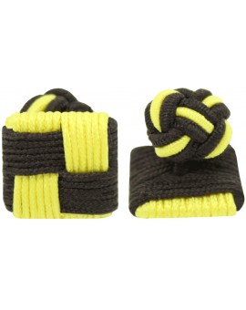 Gemelos Cuadrado Elástico Marrón Oscuro y Amarillo