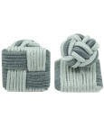 Grey and Light Grey Silk Square Knot Cufflinks