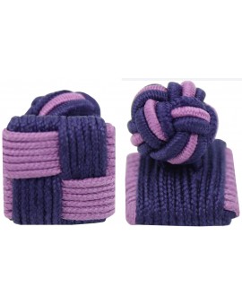 Violet and Dark Purple Silk Square Knot Cufflinks
