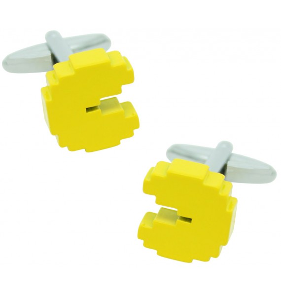 3D Yellow Pac-Man Cufflinks