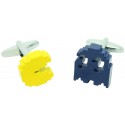 3D Yellow and Blue Pac-Man Cufflinks