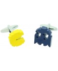 3D Yellow and Blue Pac-Man Cufflinks