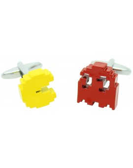 3D Yellow and Red Pac-Man Cufflinks 2