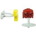 3D Yellow and Red Pac-Man Cufflinks