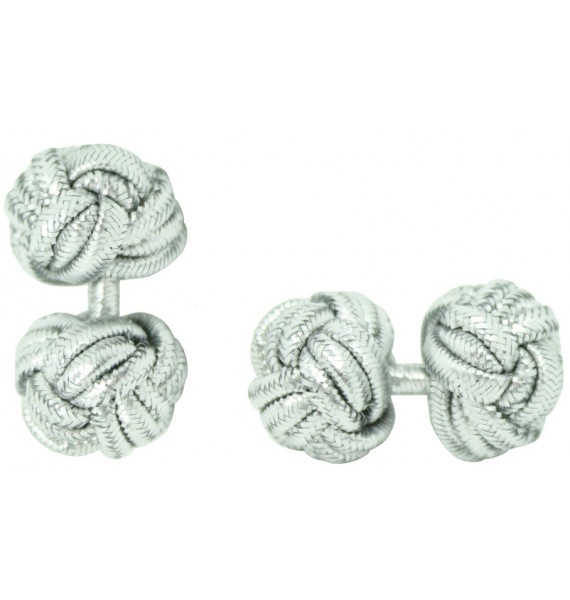 Silver Silk Knot Cufflinks 