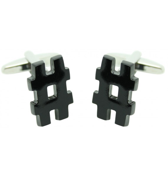 Black Octothorp Symbol Cufflinks 
