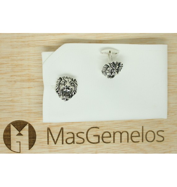 Gemelos Cabeza de León Plata 925