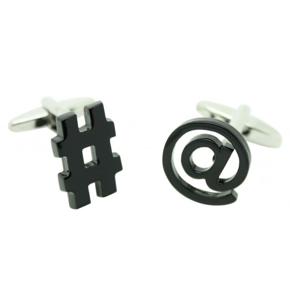 Black At and Octothorp Cufflinks 