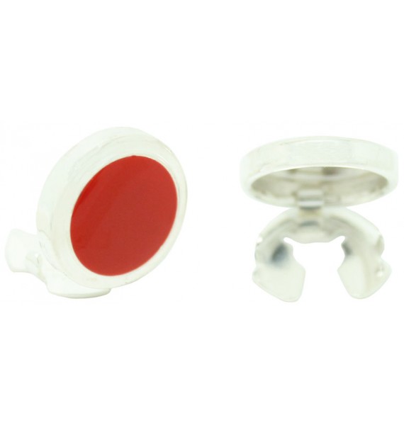 Sterling Silver Red Enamelled Button Covers 