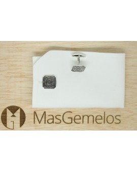 Gemelos personalizados azulejo plata