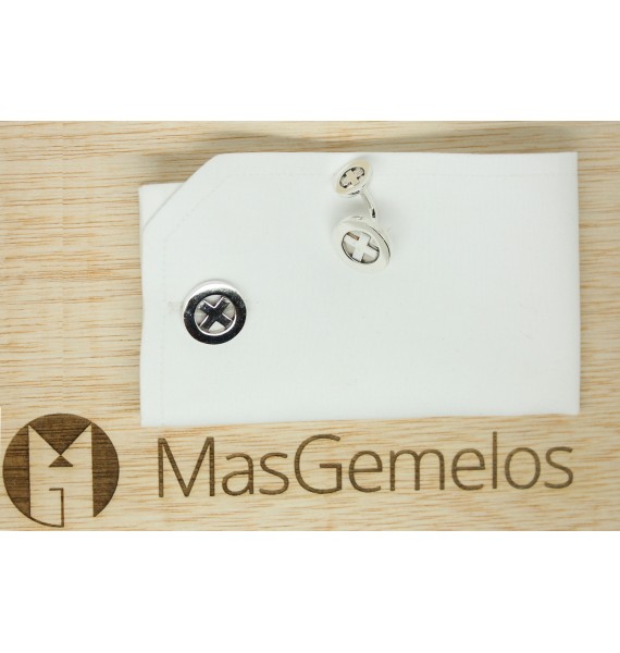 Sterling Silver Round X Cufflinks