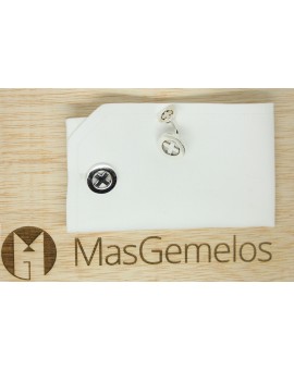 Gemelos para camisa simbolo X en plata ley 925