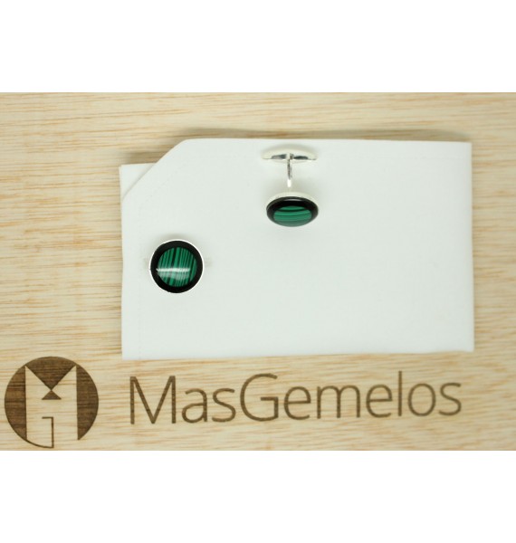 Gemelos Piedra Verde Plata 925