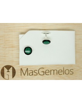 Gemelos Piedra Verde Plata 925