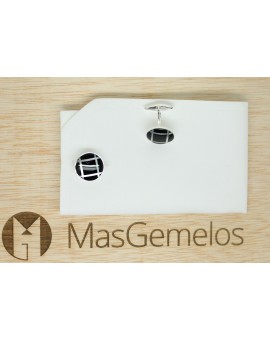 Gemelos para camisa Redondo Negro onix Plata 925