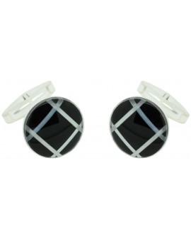 Gemelos para camisa Redondo Negro onix Plata 925 2