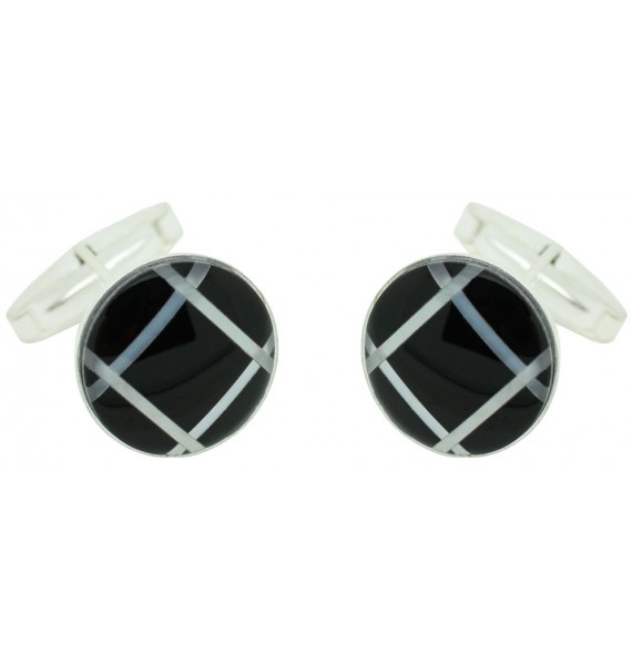 Gemelos para camisa Redondo Negro onix Plata 925