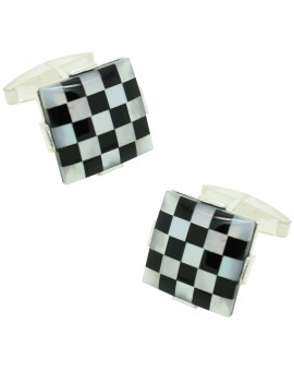 Gemelos para hombre Piedra Ajedrez Plata 925